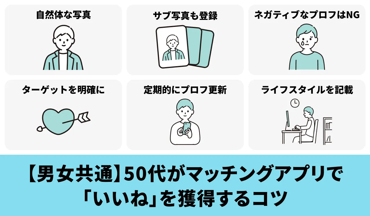 【男女共通】50代がマッチングアプリで「いいね」を獲得するコツ
